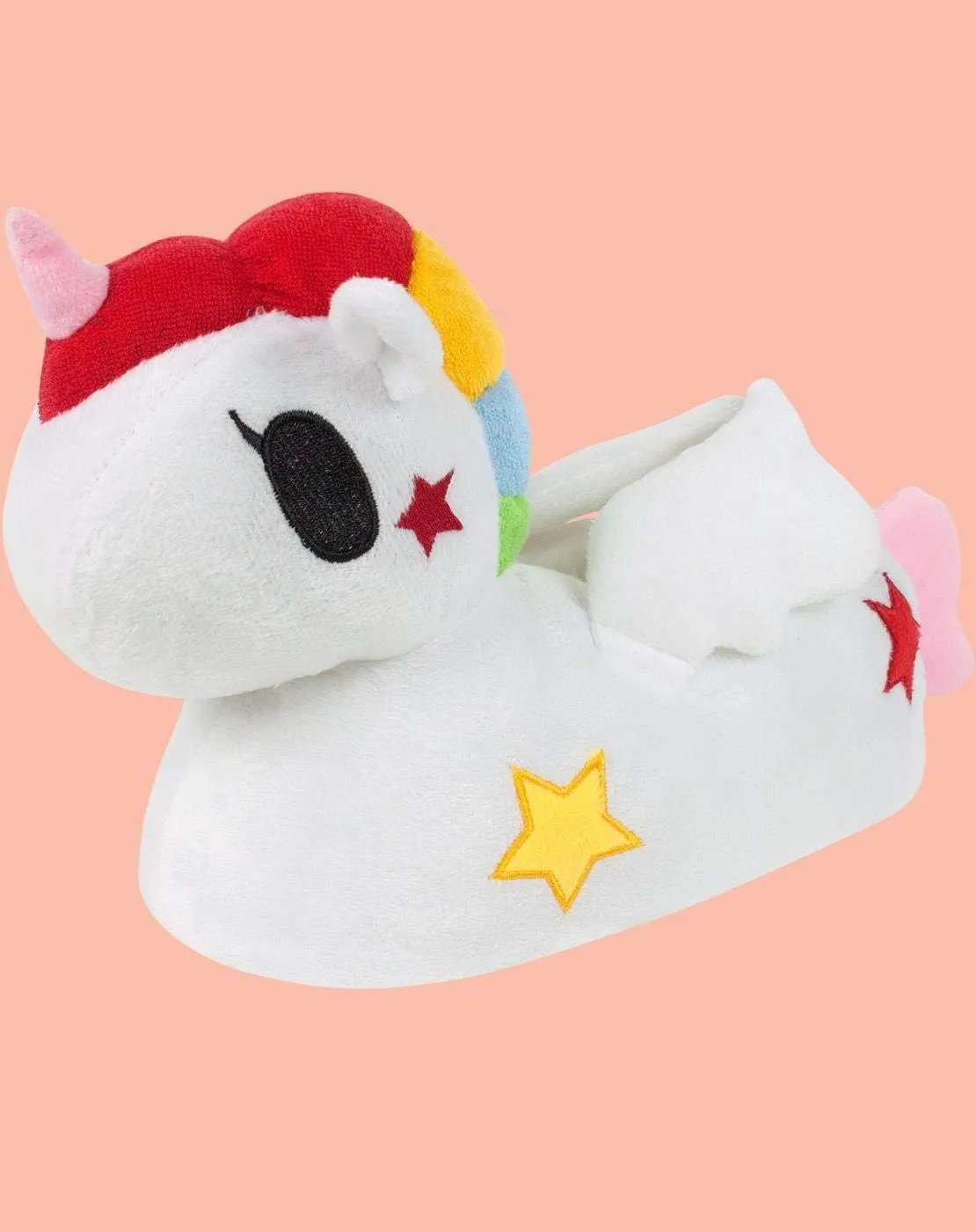 3D Cartoon Unicorn Animal Novelty Soft Plush Women's Slip-On Slippers White