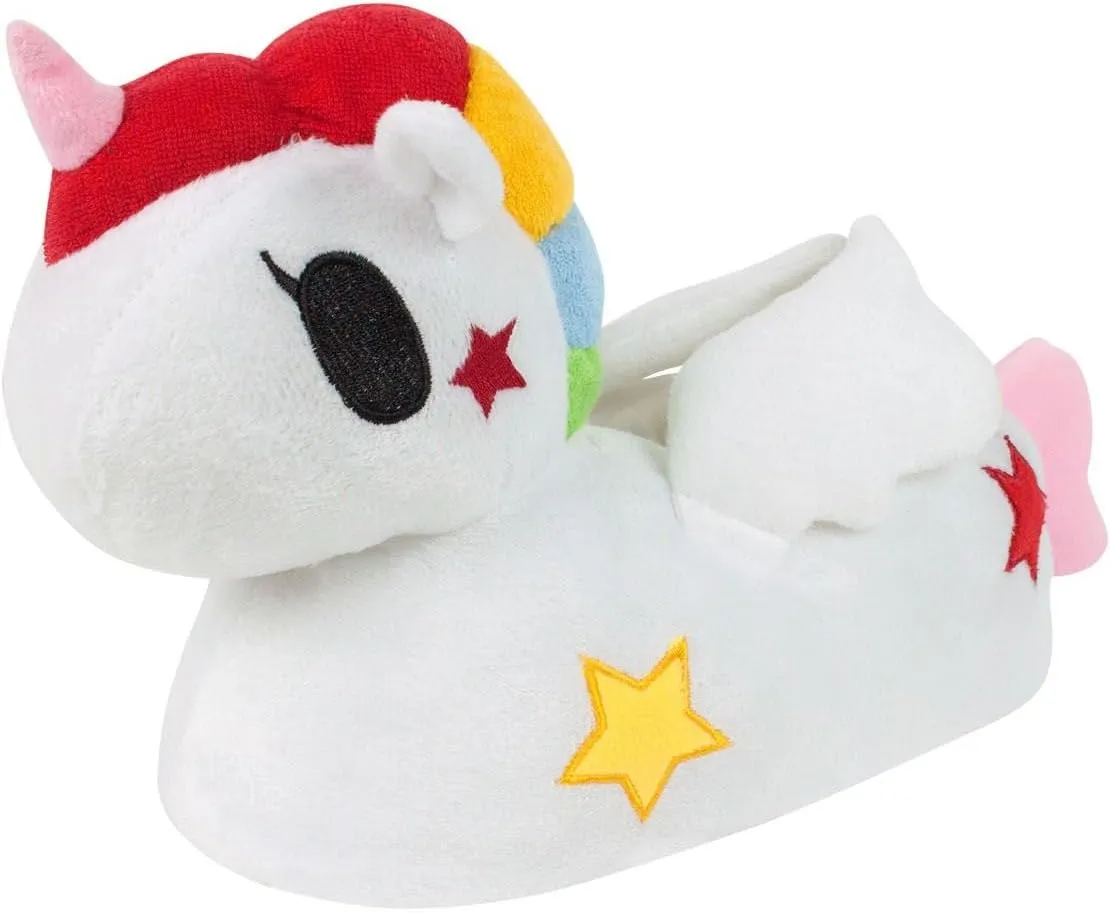 3D Cartoon Unicorn Animal Novelty Soft Plush Women's Slip-On Slippers White