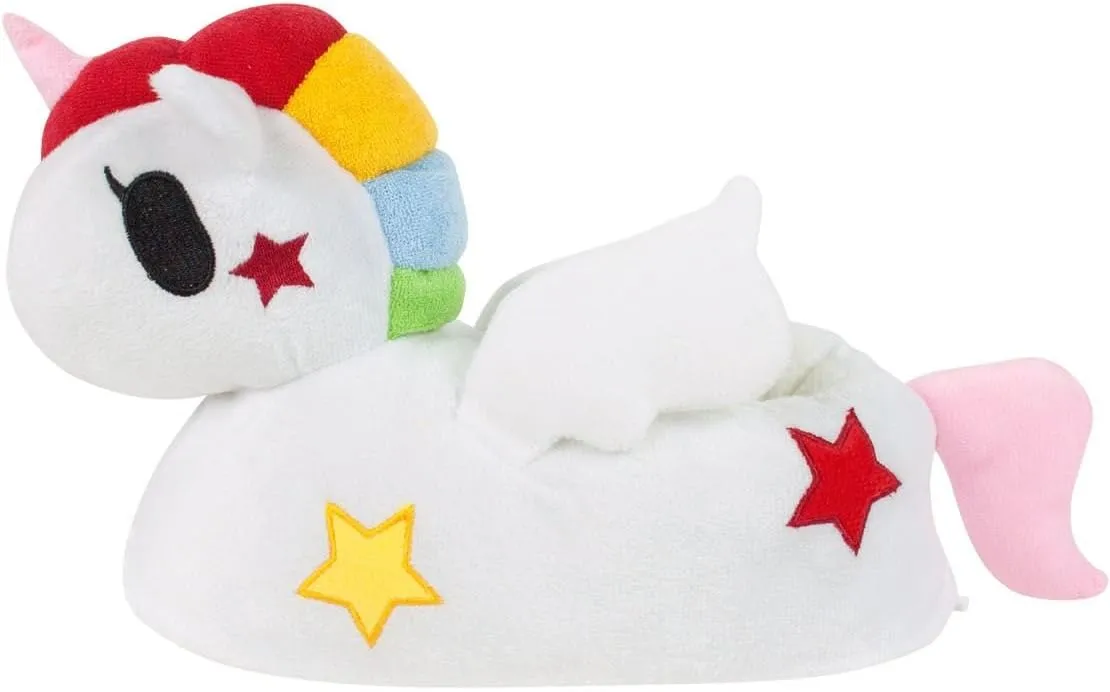 3D Cartoon Unicorn Animal Novelty Soft Plush Women's Slip-On Slippers White