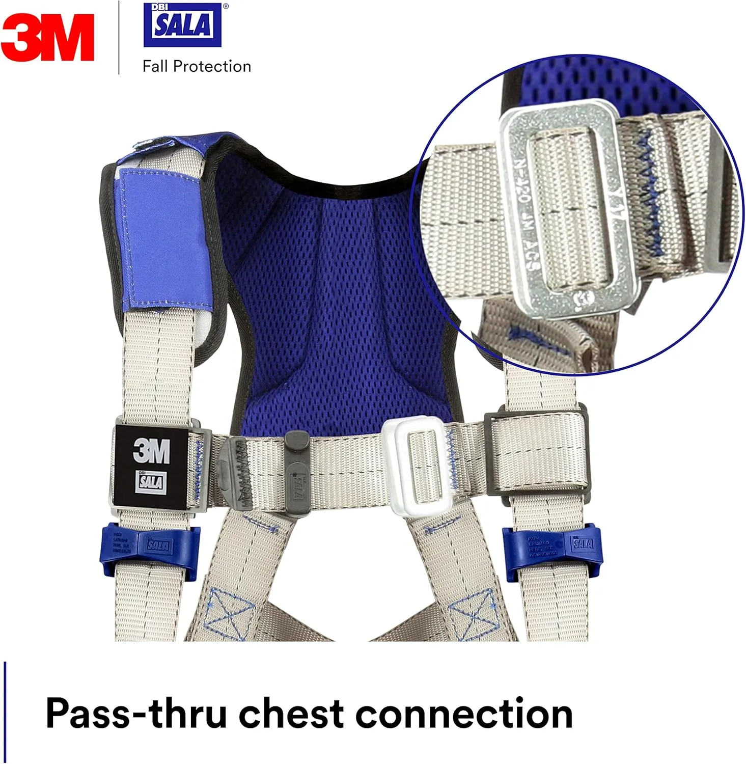 3M DBI-SALA ExoFit X100 Comfort Vest Safety Harness Fall Protection, OSHA, ANSI, General Purpose, 1 D-Ring, Tongue Buckle Leg Strap, Pass-through Chest Buckle, Zinc Plated Steel, 1401000, Small