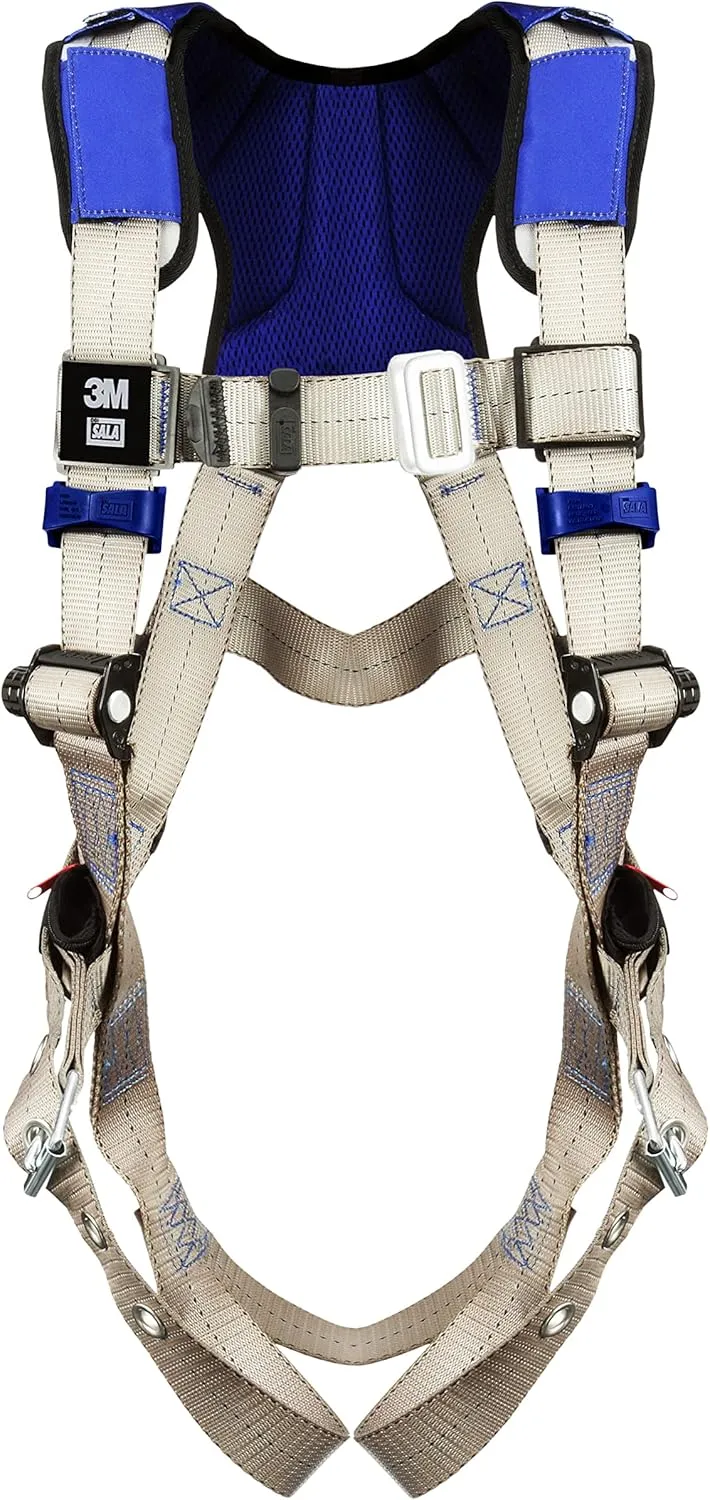 3M DBI-SALA ExoFit X100 Comfort Vest Safety Harness Fall Protection, OSHA, ANSI, General Purpose, 1 D-Ring, Tongue Buckle Leg Strap, Pass-through Chest Buckle, Zinc Plated Steel, 1401000, Small