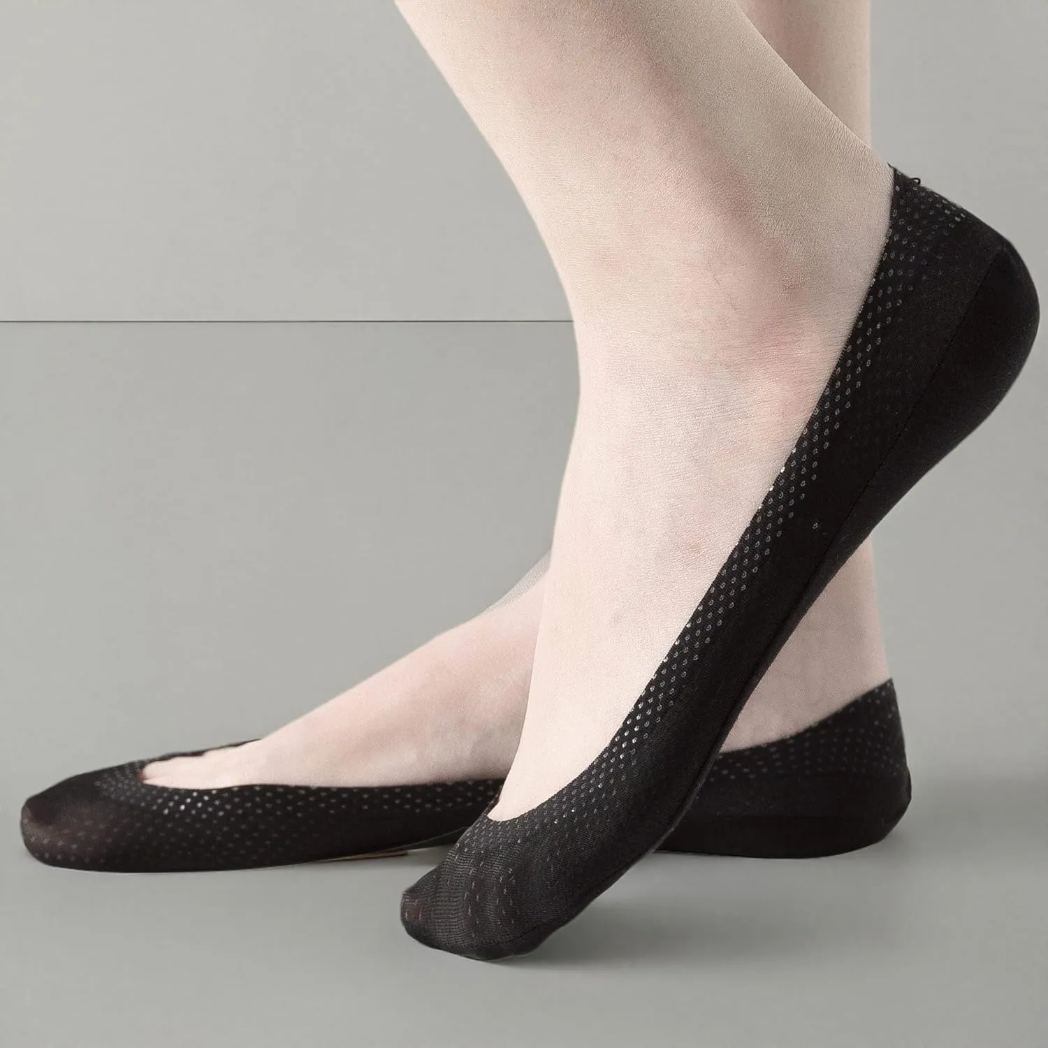 4 Pairs No Show Liner Socks Women's Low Cut Cotton Nylon Boat Invisible Hidden Socks Non-Slip for Flats