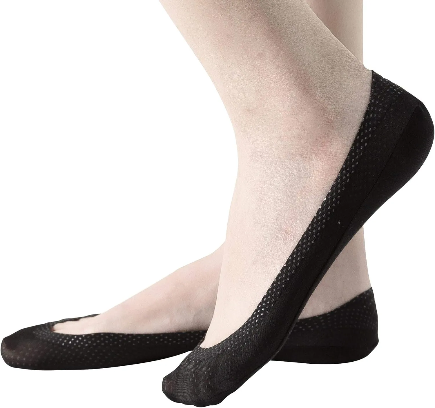 4 Pairs No Show Liner Socks Women's Low Cut Cotton Nylon Boat Invisible Hidden Socks Non-Slip for Flats