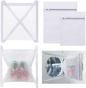 4 Set Shoe Dryer & Wash Bags, Sneaker Dryer Bags Laundry Shoe Bags for Washer and Inside Dryer Door, Shoe Dryer Bag with Straps, Sneaker Laundry Net Bag for Shoes