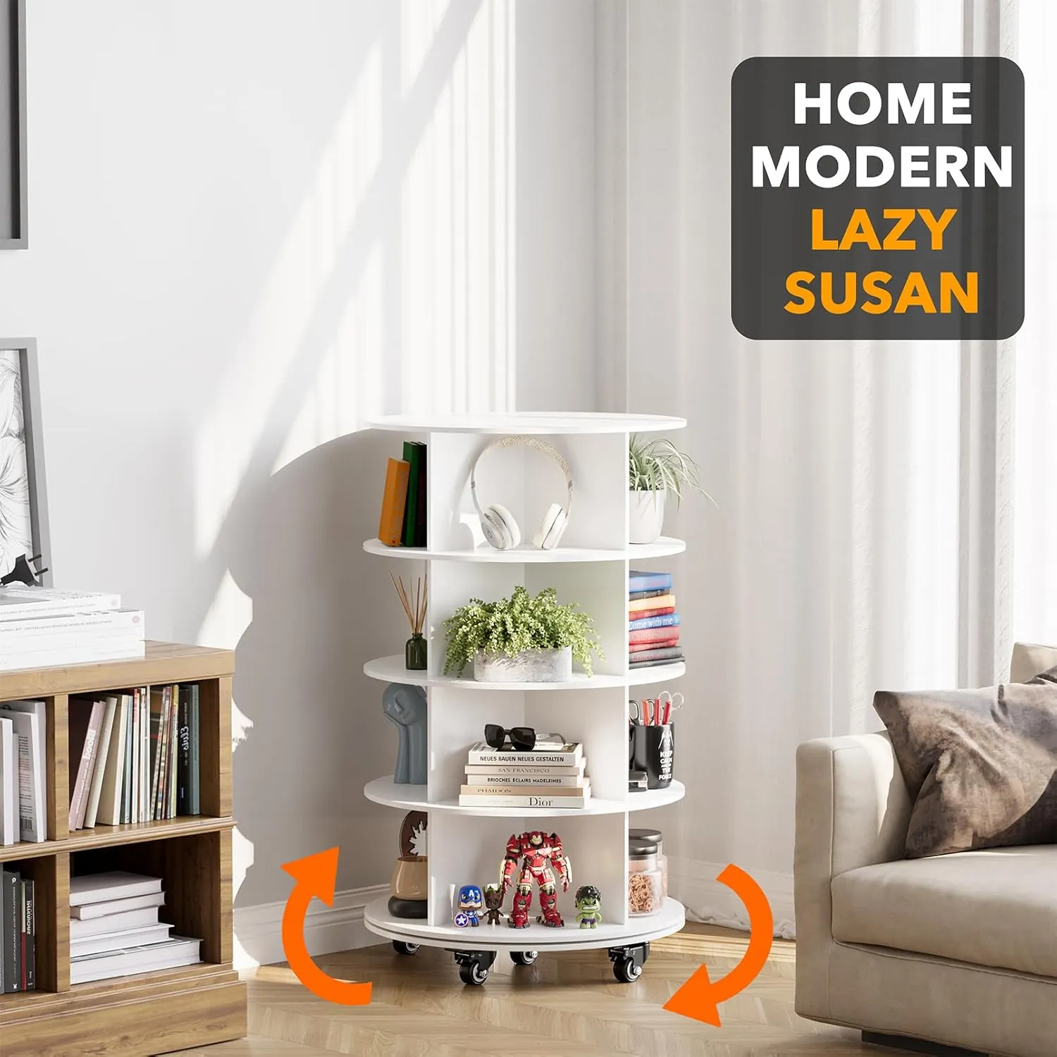 4-Tier Rotating Shoe Rack with Wheels