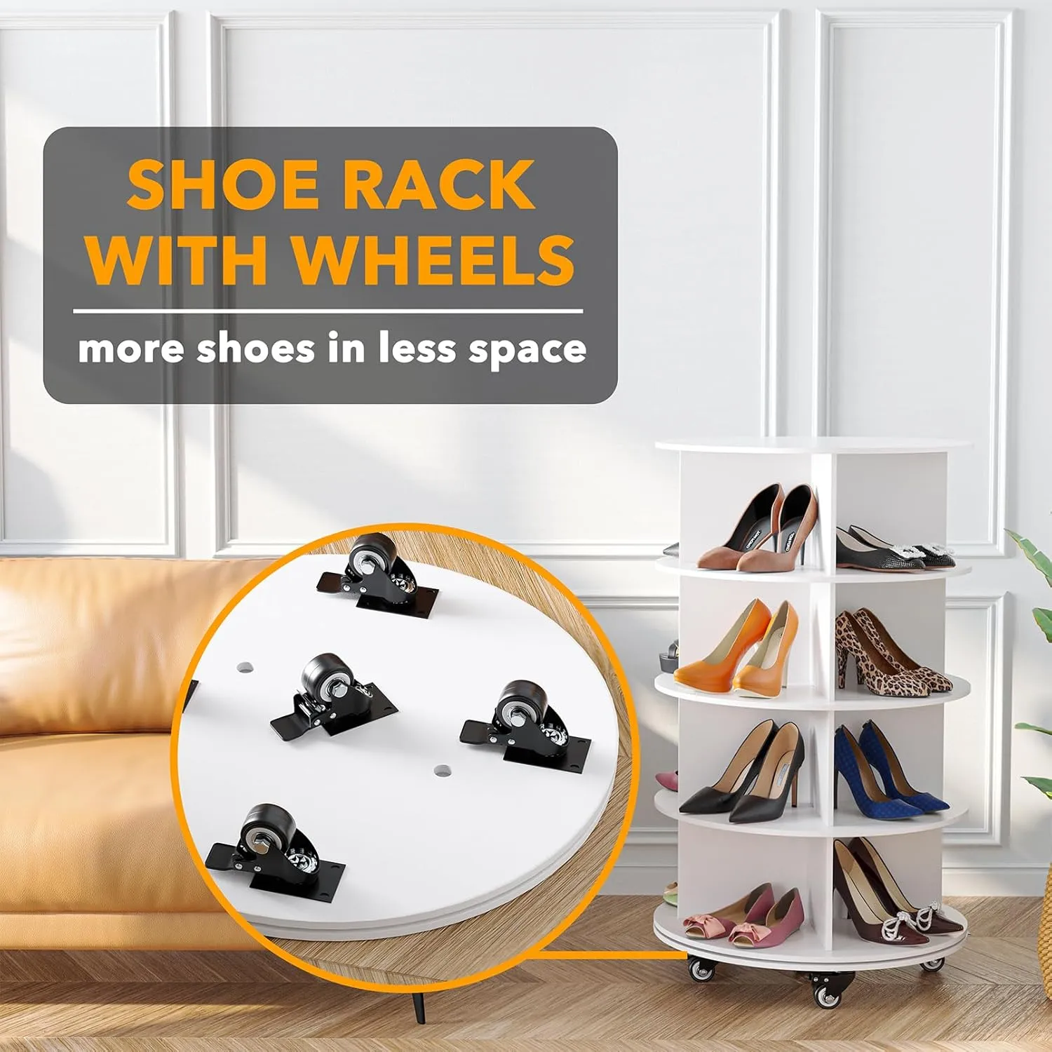 4-Tier Rotating Shoe Rack with Wheels