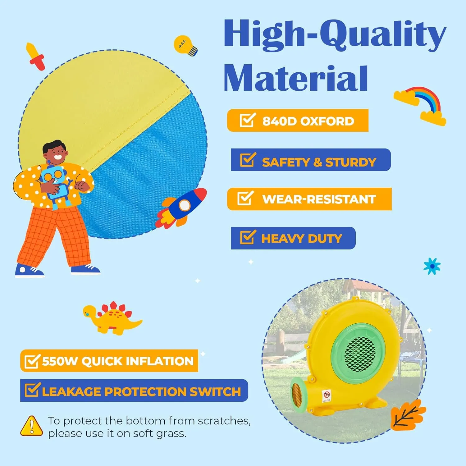 5 in 1 Inflatable Bounce House for Kids 3-12, 12.5 x 9.7Ft Swimming Pool Bouncy Castle with Slide, Inflated Bouncer for Outdoor with Blower, Bouncy Water Park for Children Backyard Party