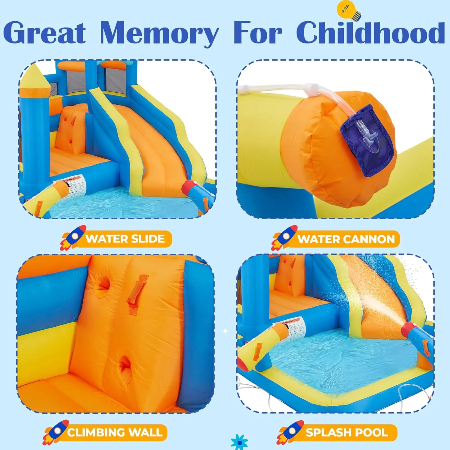 5 in 1 Inflatable Bounce House for Kids 3-12, 12.5 x 9.7Ft Swimming Pool Bouncy Castle with Slide, Inflated Bouncer for Outdoor with Blower, Bouncy Water Park for Children Backyard Party
