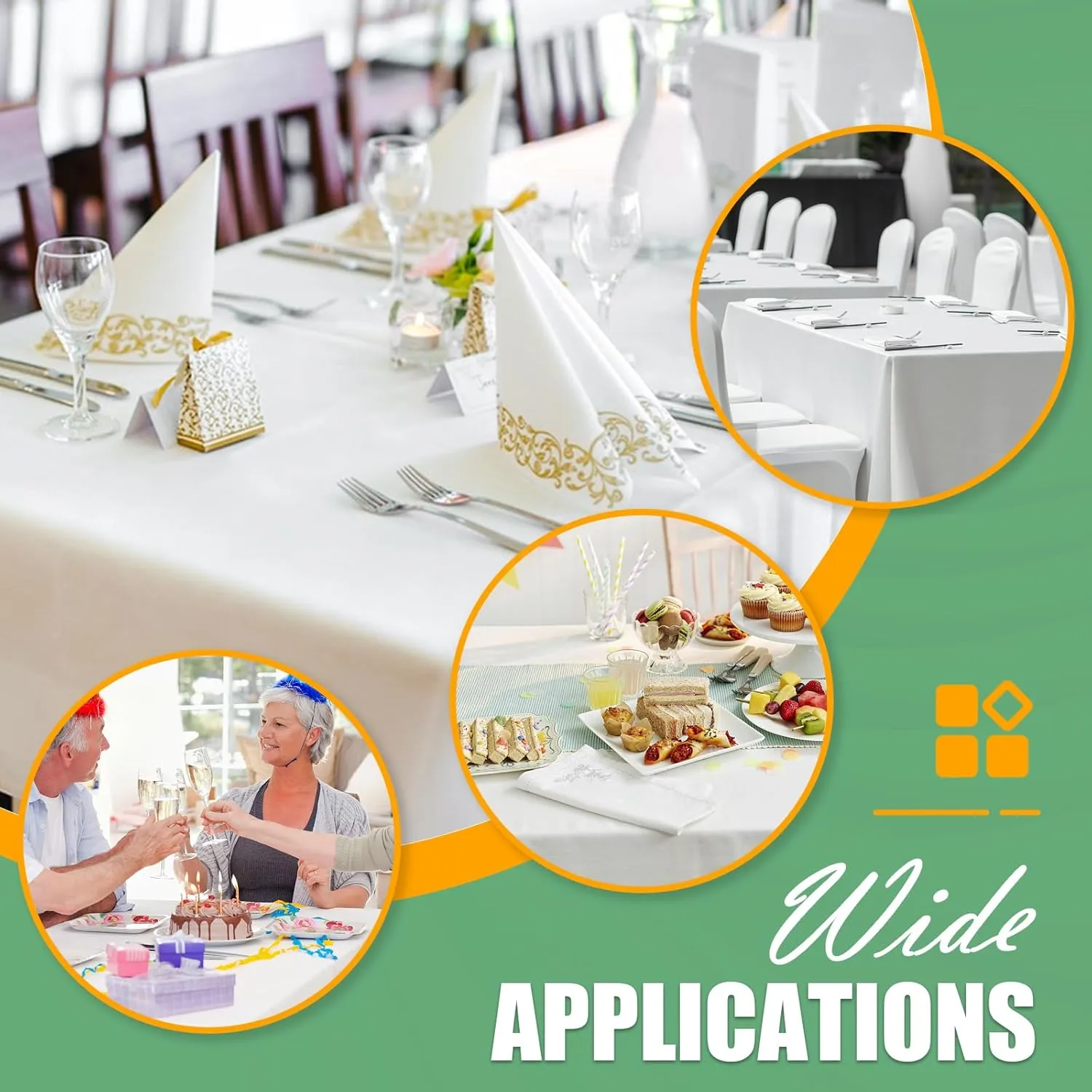 54 in X 300 FT White Plastic Table Cover Roll with Slide Cutter，Cuts Up to 36 Rectangle 8 Feet Disposable Plastic Table Cloths，Disposable Table Cover Roll for Dinning，Parties，BBQ，Wedding，Outdoor