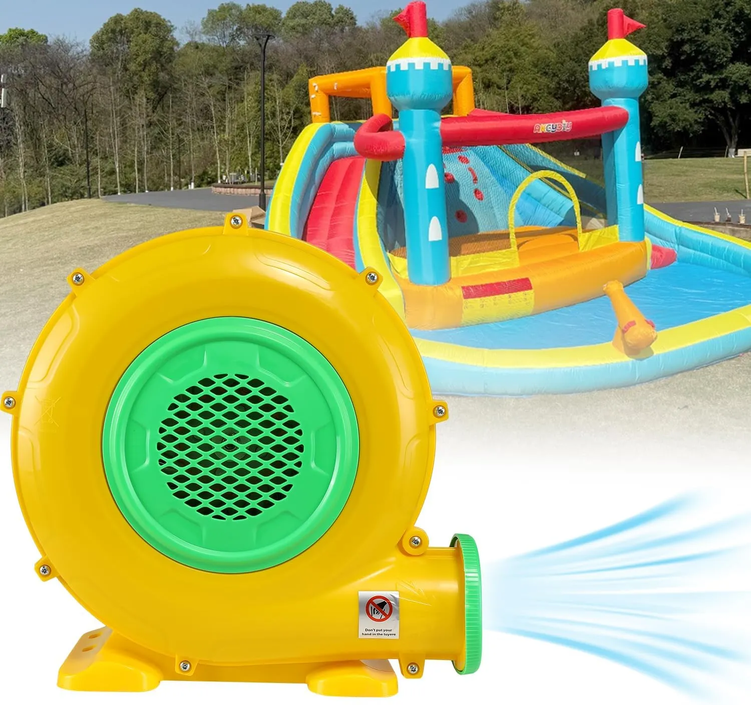 550W Bounce House Blower for Whubefy Inflatables Bounce House Water Slide, 550W Heavy Duty Blower for Inflatable Water Park Slide for Kids Backyard Summer Fun (Blower for Castle)