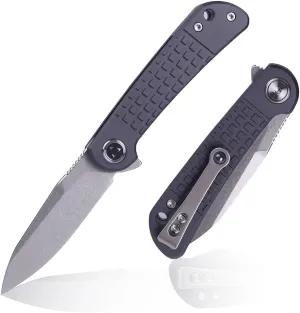 6.75" Folding Knife, 9Cr18MoV Blade Clip Point Blade, Aluminum Handle, Pocket Knife for Outdoor, Indoor, Camping, Hunting, Tactical, EDC Survival (Grey)