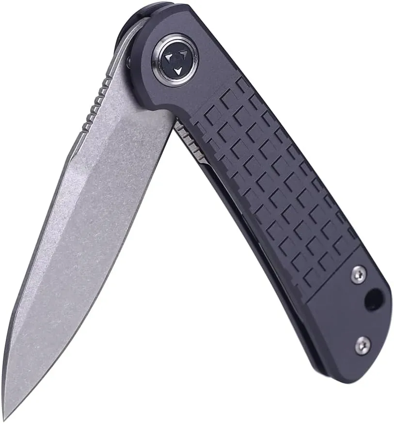 6.75" Folding Knife, 9Cr18MoV Blade Clip Point Blade, Aluminum Handle, Pocket Knife for Outdoor, Indoor, Camping, Hunting, Tactical, EDC Survival (Grey)