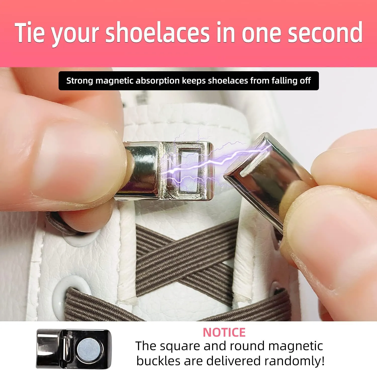 6Pcs Shoelaces Buckle Lock Metal Quick Magnetic No Tie Shoelaces Magnetic Shoe Strings for Adults