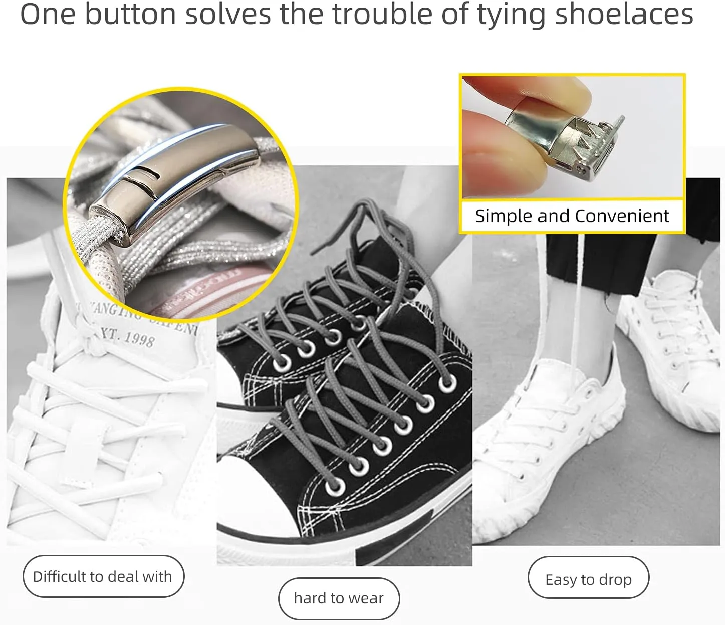 6Pcs Shoelaces Buckle Lock Metal Quick Magnetic No Tie Shoelaces Magnetic Shoe Strings for Adults