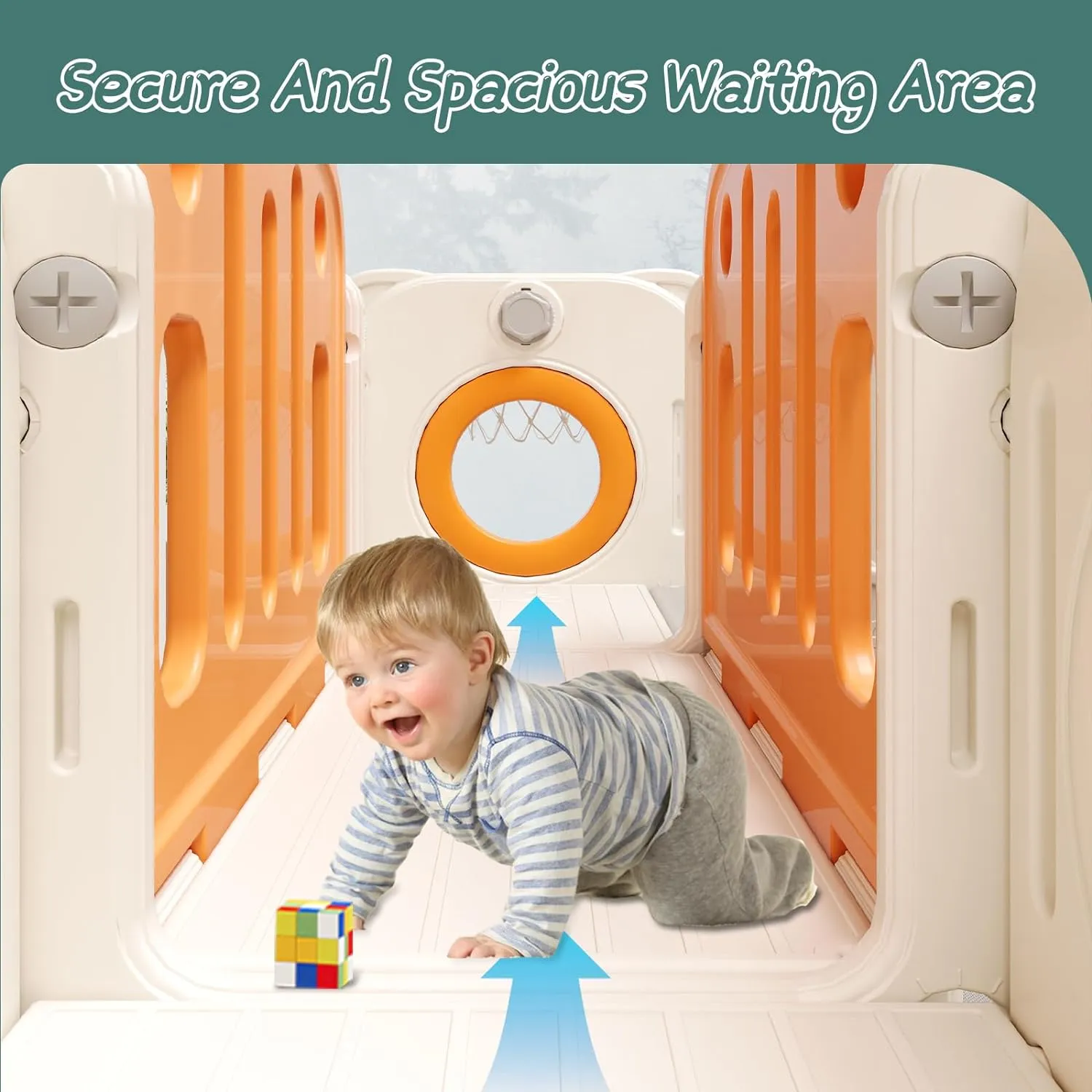 8 in 1 Toddler Slide,Kids Climber Slide with Storage Space and Non-Slip Steps,Indoor Outdoor Playset with Basketball Hoopa and Telescope,Slide for Toddlers Age 1-8 (White Orange)