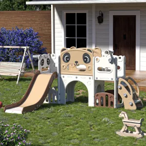 9-in-1 Toddler Slide and Climber Set Indoor Outdoor Slide Playset for Kids Age 1-8, Freestanding Backyard Playground with RNG Toss, Basketball Hoop,Telescope, Storage Space