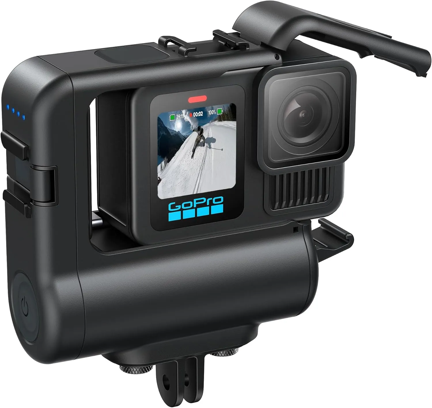 9Hr Extended Battery Module for GoPro Hero 13/12/11/10/9 IP68 Waterproof 33FT Dustproof Rechargeable Pass Through Power Bank Backup Housing Frame Case with Built-in Charging Battery for GoPro