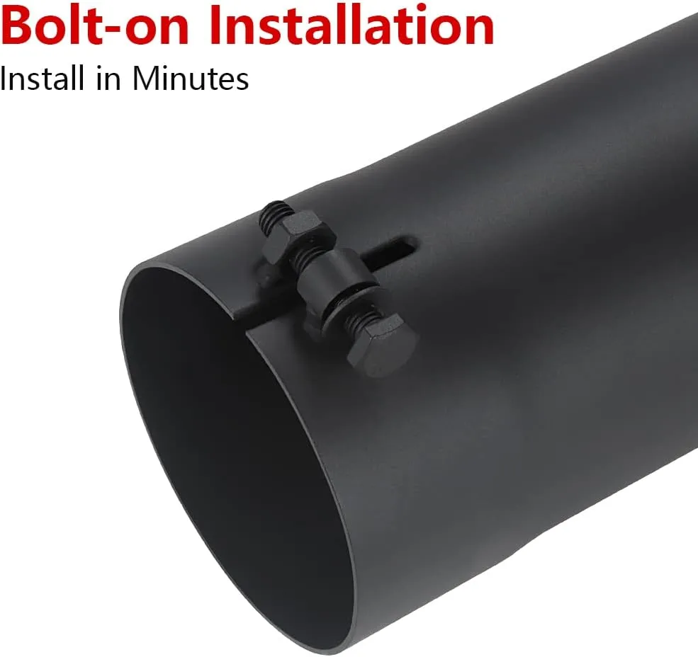 A-KARCK 3.5" Inlet Turn Down Exhaust Tip Black, 3.5" Inlet 3.5" Outlet 12" Overall Length Tailpipe Tip