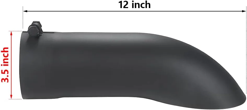 A-KARCK 3.5" Inlet Turn Down Exhaust Tip Black, 3.5" Inlet 3.5" Outlet 12" Overall Length Tailpipe Tip