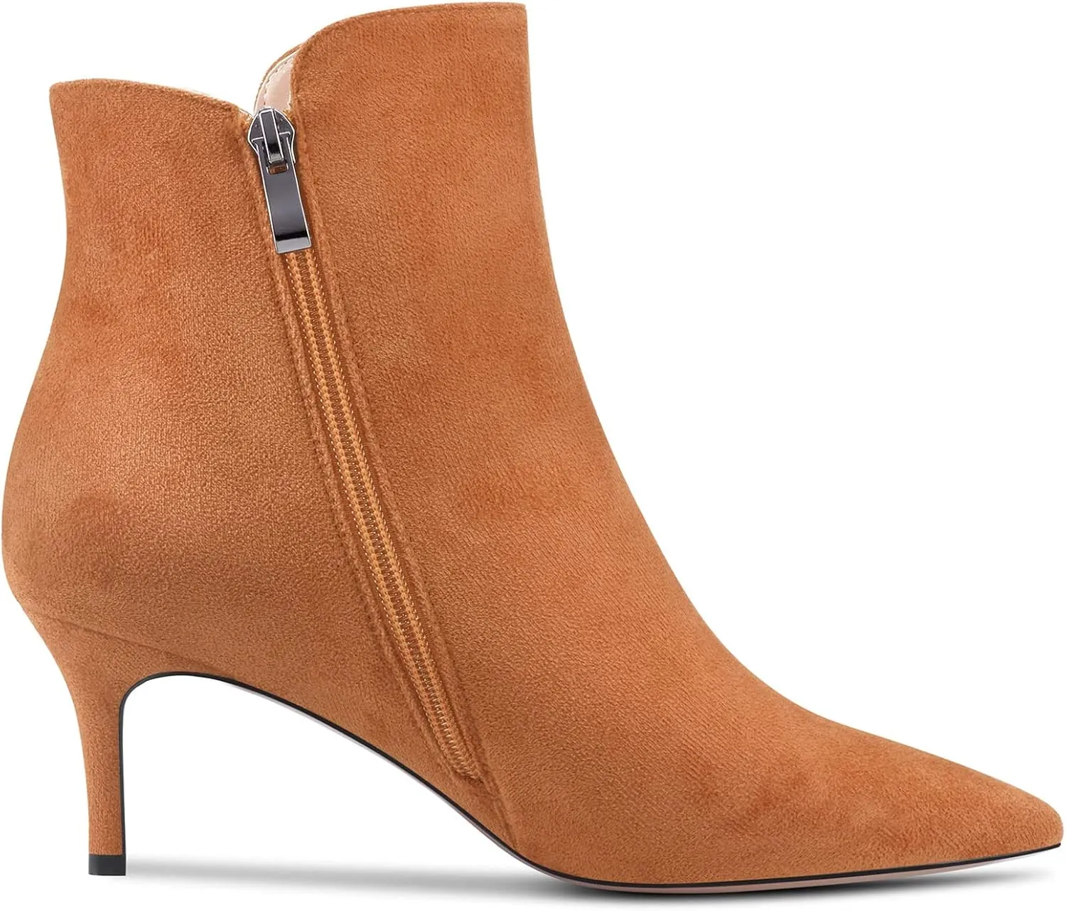 Aachcol Women Ankle Boots Short Bootie Close Pointed Toe Slip-on Stiletto Mid Heel Patent Zipper 2.5 Inch