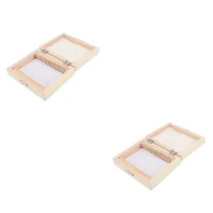 ABOOFAN 2pcs Box 25 Slot Microscope Slide Case Wooden for Prepared Lab Container Holder Practical