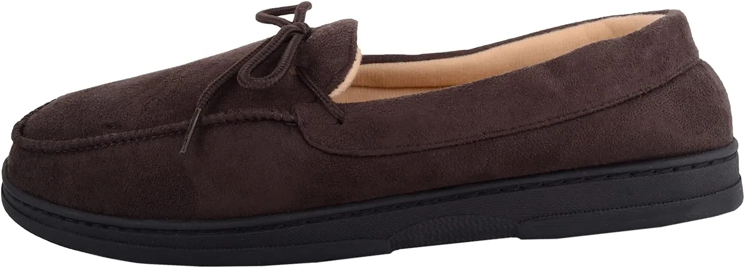 ABSOLUTE FOOTWEAR Mens Slip On Lightweight Moccasin Style Winter Slippers with Lace Up Design