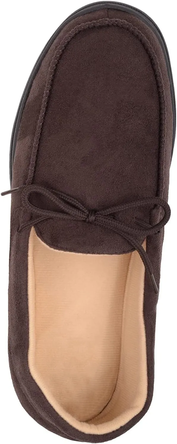 ABSOLUTE FOOTWEAR Mens Slip On Lightweight Moccasin Style Winter Slippers with Lace Up Design