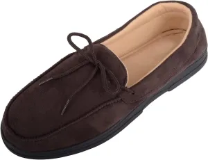 ABSOLUTE FOOTWEAR Mens Slip On Lightweight Moccasin Style Winter Slippers with Lace Up Design