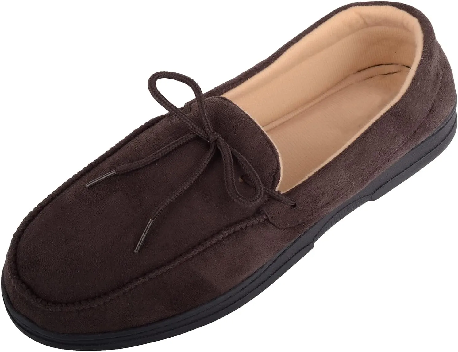 ABSOLUTE FOOTWEAR Mens Slip On Lightweight Moccasin Style Winter Slippers with Lace Up Design