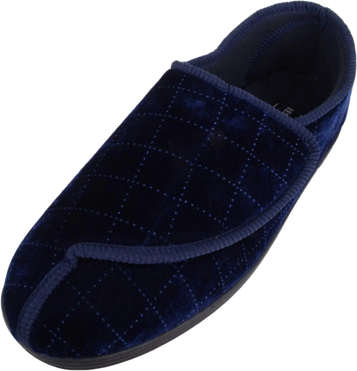 ABSOLUTE FOOTWEAR Mens Slip On Velour Style Slippers/Indoor Shoes with Ripper Fastening
