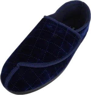 ABSOLUTE FOOTWEAR Mens Slip On Velour Style Slippers/Indoor Shoes with Ripper Fastening