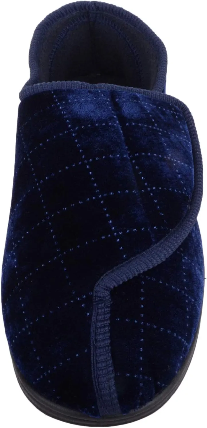 ABSOLUTE FOOTWEAR Mens Slip On Velour Style Slippers/Indoor Shoes with Ripper Fastening
