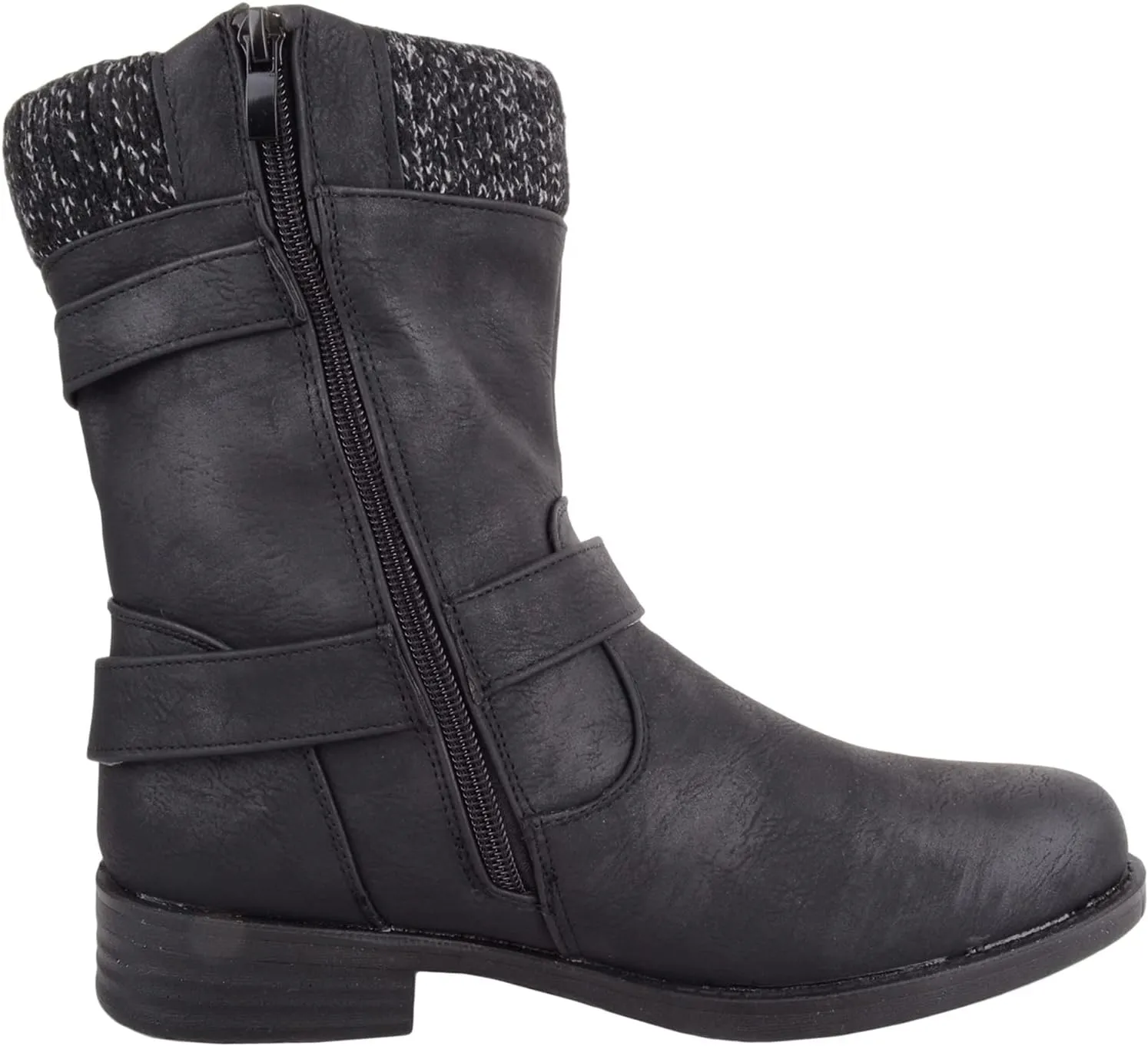 ABSOLUTE FOOTWEAR Womens Easy Slip On Faux Leather Winter Outdoor Walking Casual Boots