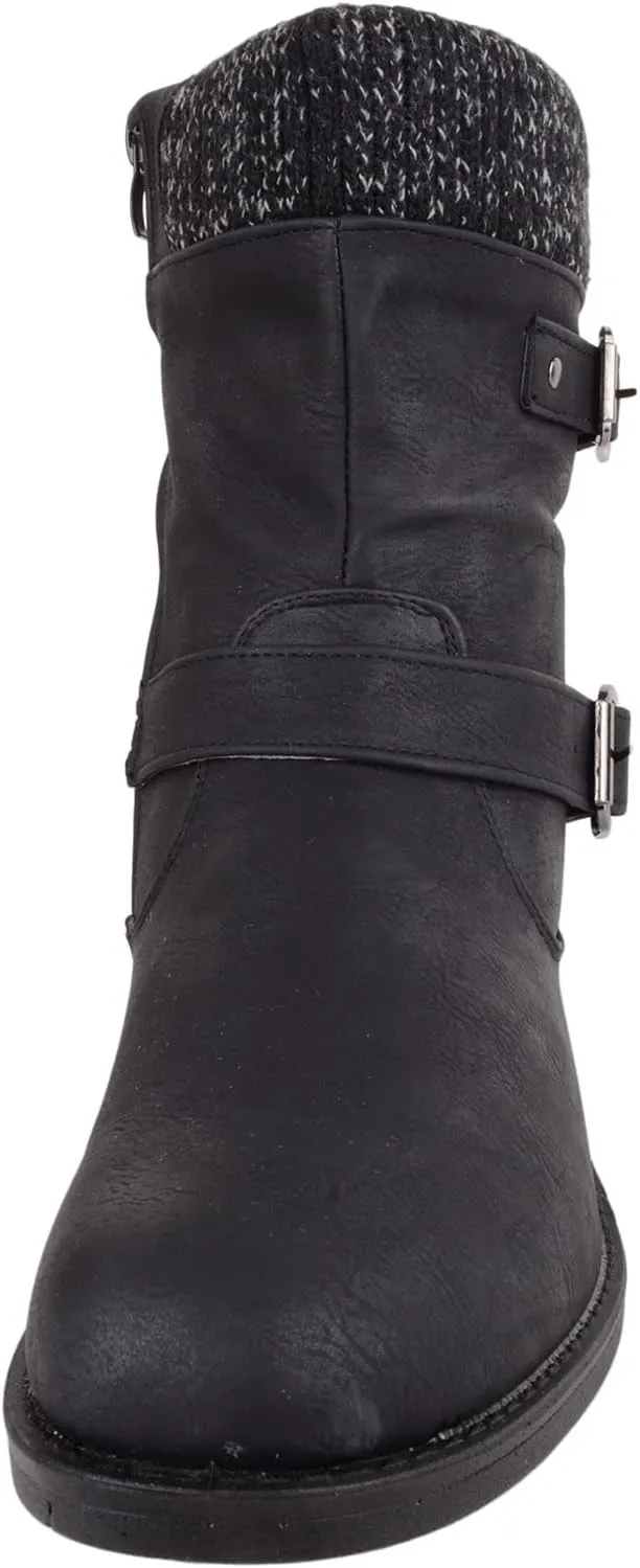 ABSOLUTE FOOTWEAR Womens Easy Slip On Faux Leather Winter Outdoor Walking Casual Boots