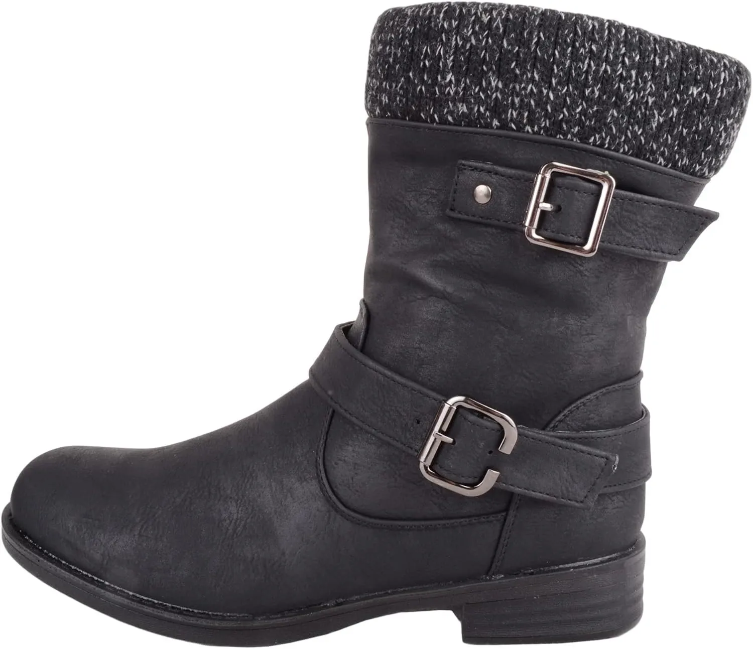 ABSOLUTE FOOTWEAR Womens Easy Slip On Faux Leather Winter Outdoor Walking Casual Boots