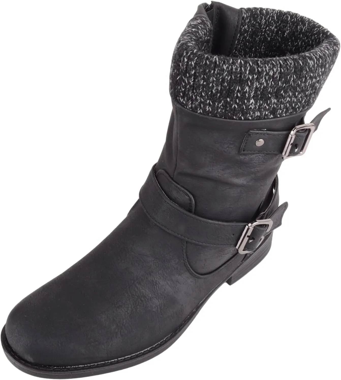 ABSOLUTE FOOTWEAR Womens Easy Slip On Faux Leather Winter Outdoor Walking Casual Boots