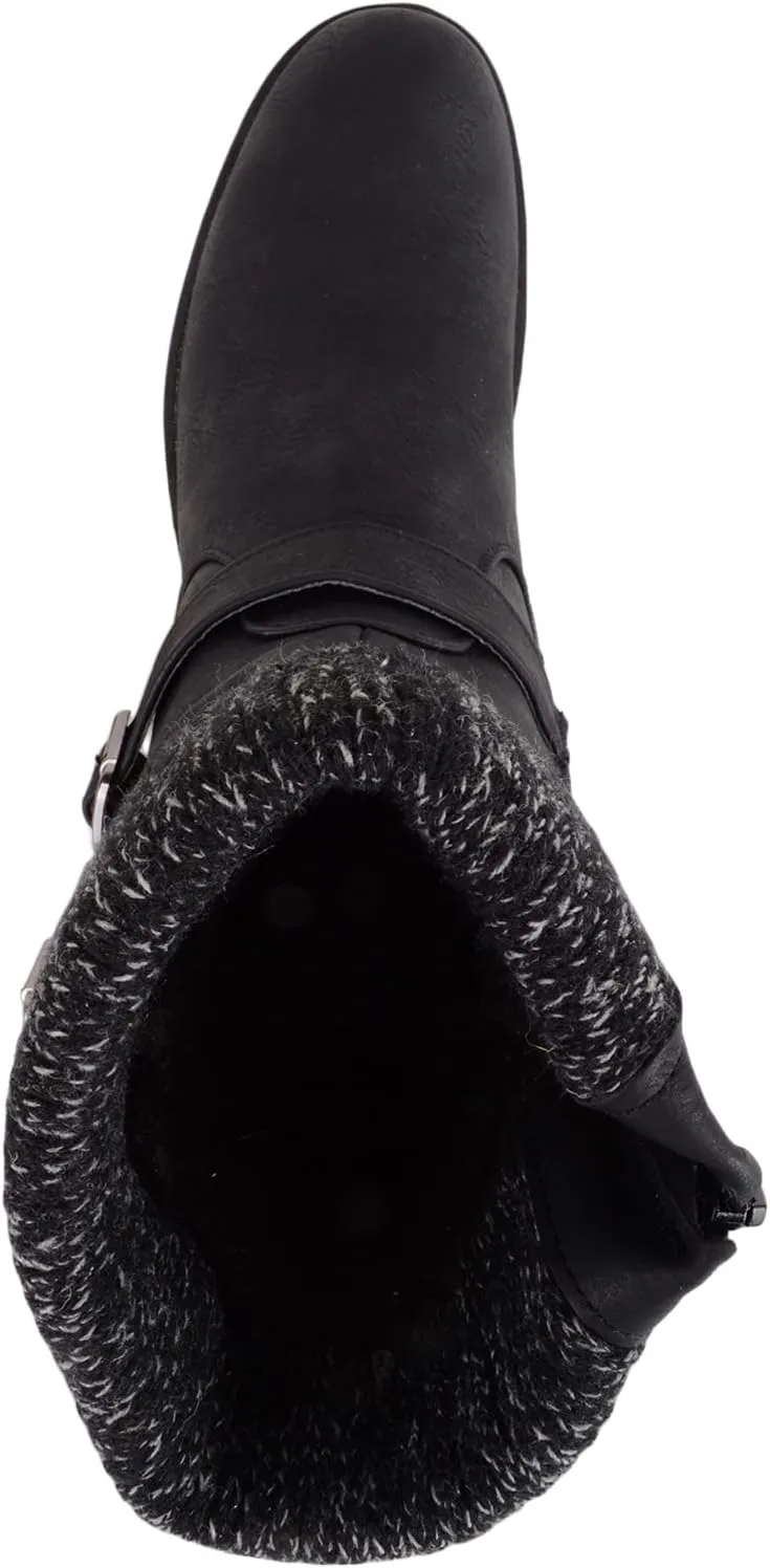 ABSOLUTE FOOTWEAR Womens Easy Slip On Faux Leather Winter Outdoor Walking Casual Boots