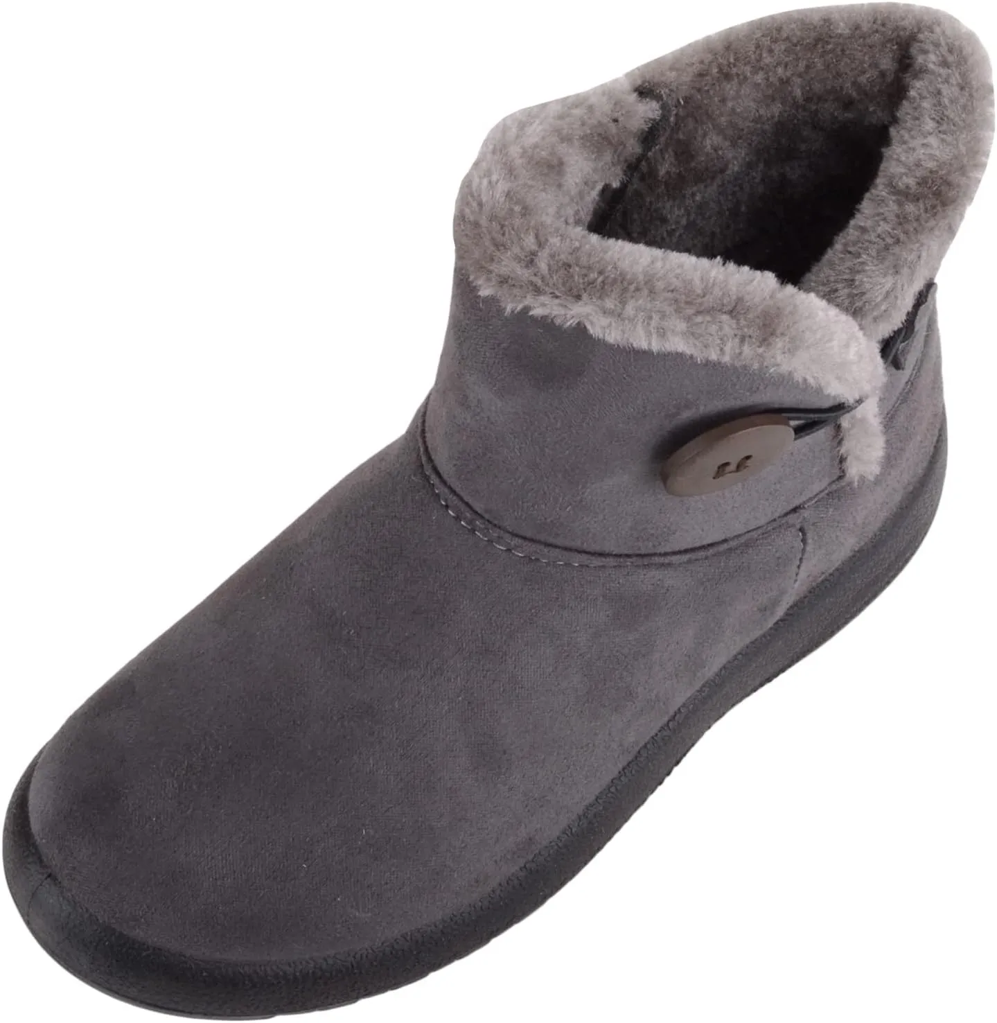 ABSOLUTE FOOTWEAR Womens Lightweight Faux Suede Faux Fleece Slip On Zip Up Ankle Boots