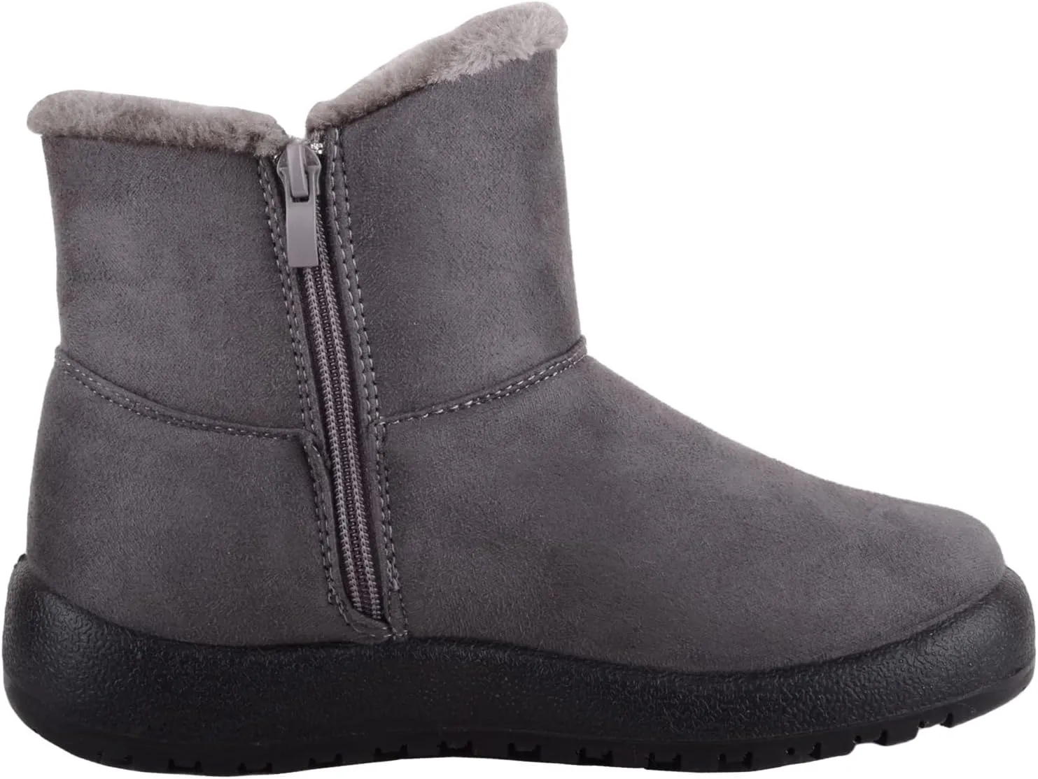 ABSOLUTE FOOTWEAR Womens Lightweight Faux Suede Faux Fleece Slip On Zip Up Ankle Boots