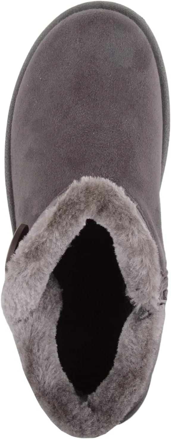 ABSOLUTE FOOTWEAR Womens Lightweight Faux Suede Faux Fleece Slip On Zip Up Ankle Boots