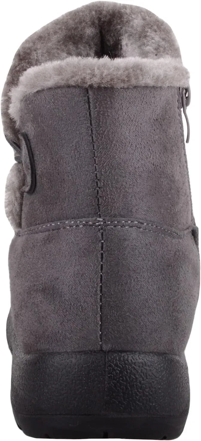 ABSOLUTE FOOTWEAR Womens Lightweight Faux Suede Faux Fleece Slip On Zip Up Ankle Boots
