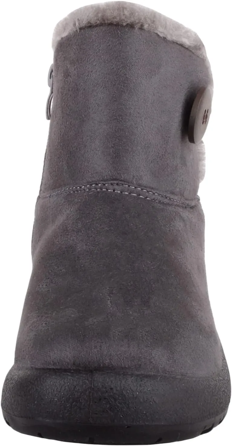 ABSOLUTE FOOTWEAR Womens Lightweight Faux Suede Faux Fleece Slip On Zip Up Ankle Boots