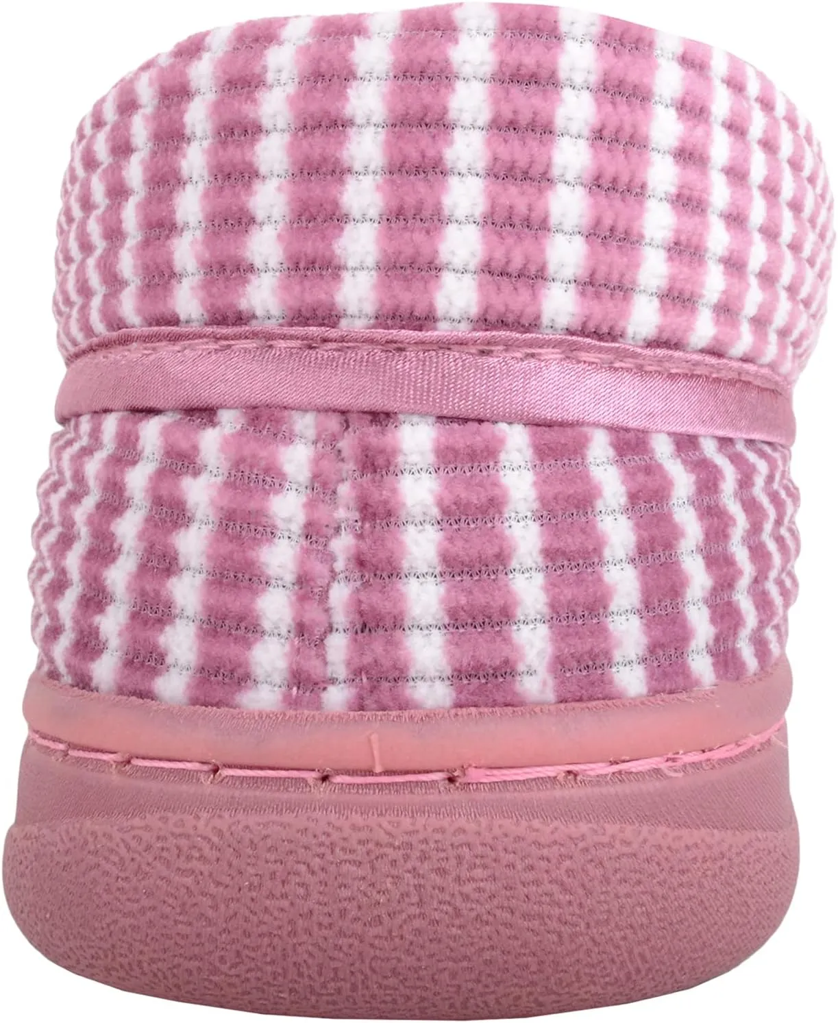 ABSOLUTE FOOTWEAR Womens Striped Easy Slip On Cosy Winter Moccasin Style Slippers with Bow Design