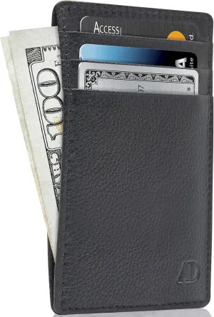 Access Denied Slim Minimalist Wallets For Men & Women - Leather Front Pocket Thin Mens Wallet RFID Credit Card Holder Gifts For Men
