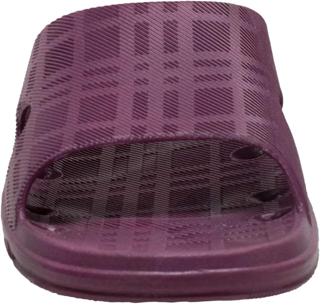 Ad Tec Women’s PVC Slide Sandal Shower Drainage Holes Comfortable, Non-Slip and Quick Dry, Casual Indoor/Outdoor Slippers