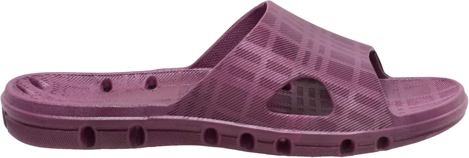 Ad Tec Women’s PVC Slide Sandal Shower Drainage Holes Comfortable, Non-Slip and Quick Dry, Casual Indoor/Outdoor Slippers