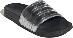 adidas Unisex Adilette Shower Slide Sandal, Black/Silver Metallic/Silver Metallic, 6 US Men