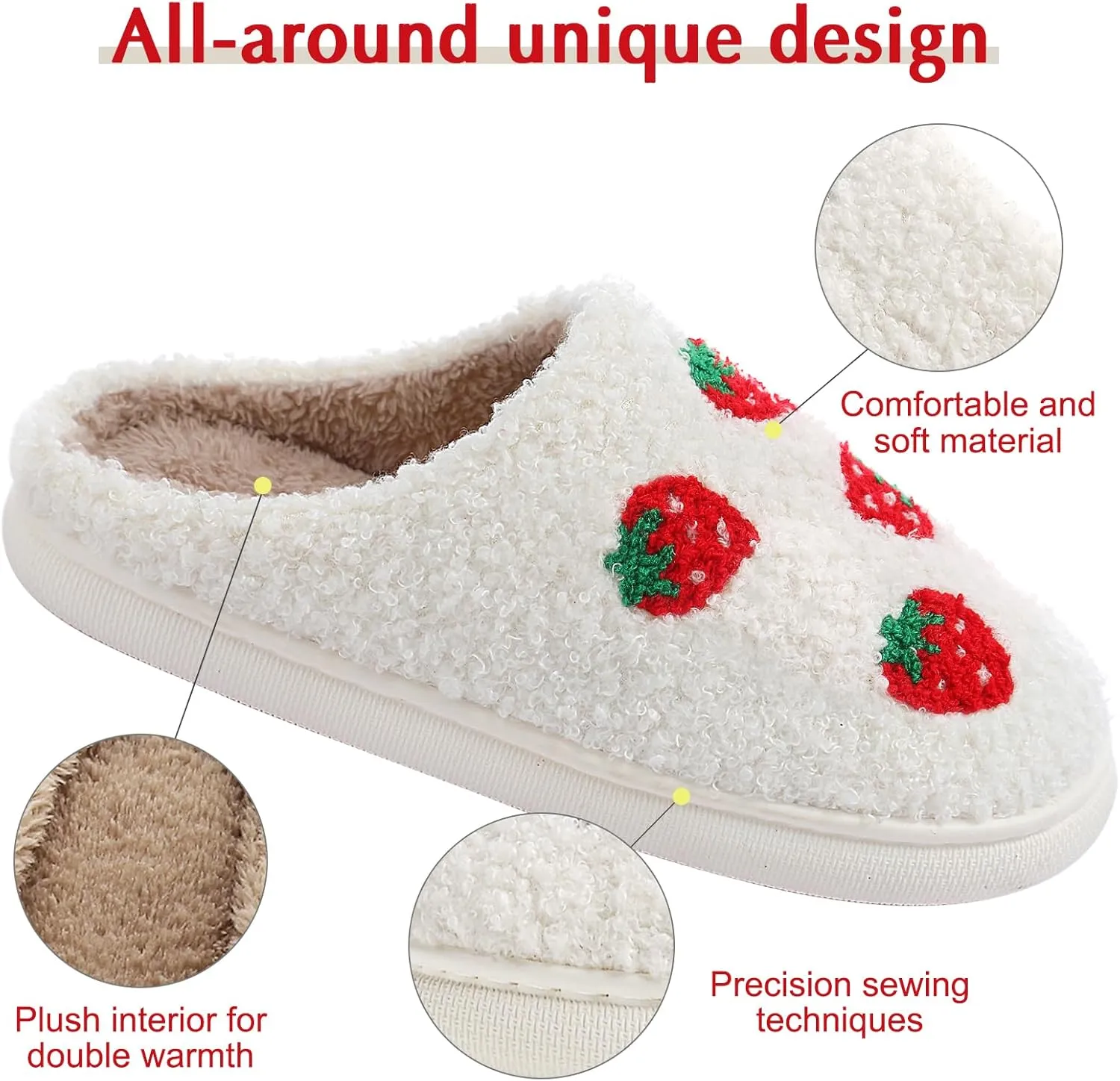 Adisputent Women's Fluffy Slippers - Warm, Cozy, Plush Fuzzy Cushion Slip-On House Slippers for Indoor and Outdoor