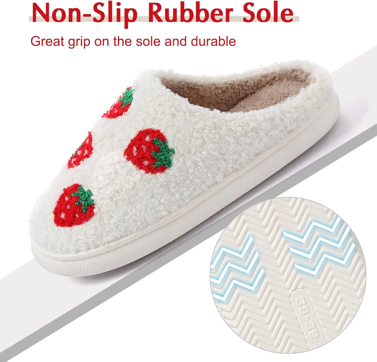 Adisputent Women's Fluffy Slippers - Warm, Cozy, Plush Fuzzy Cushion Slip-On House Slippers for Indoor and Outdoor