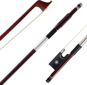 ADM 4/4 Full Size Student Violin Bow, Well Balanced Handmade Brazilwood Bow with Horsehair, Ebony Frog with Pearl Eye and Pearl Slide, Brown